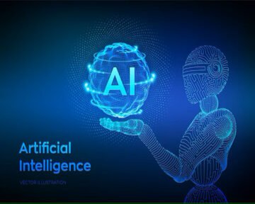 A man holding an AI robot.