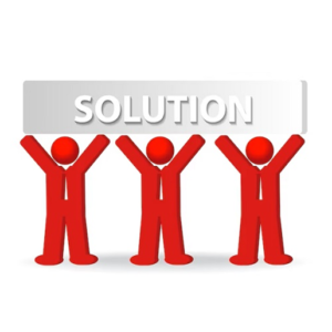 Ethical hackers from Google's red team holding up a sign with the word solution.