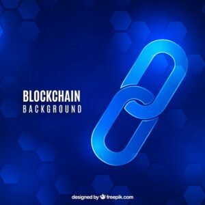 Trending in Tech with a blue chain on a blue background.