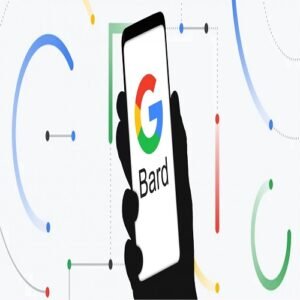 A person is holding up a phone with the Google Band logo on it, showcasing AI technology.